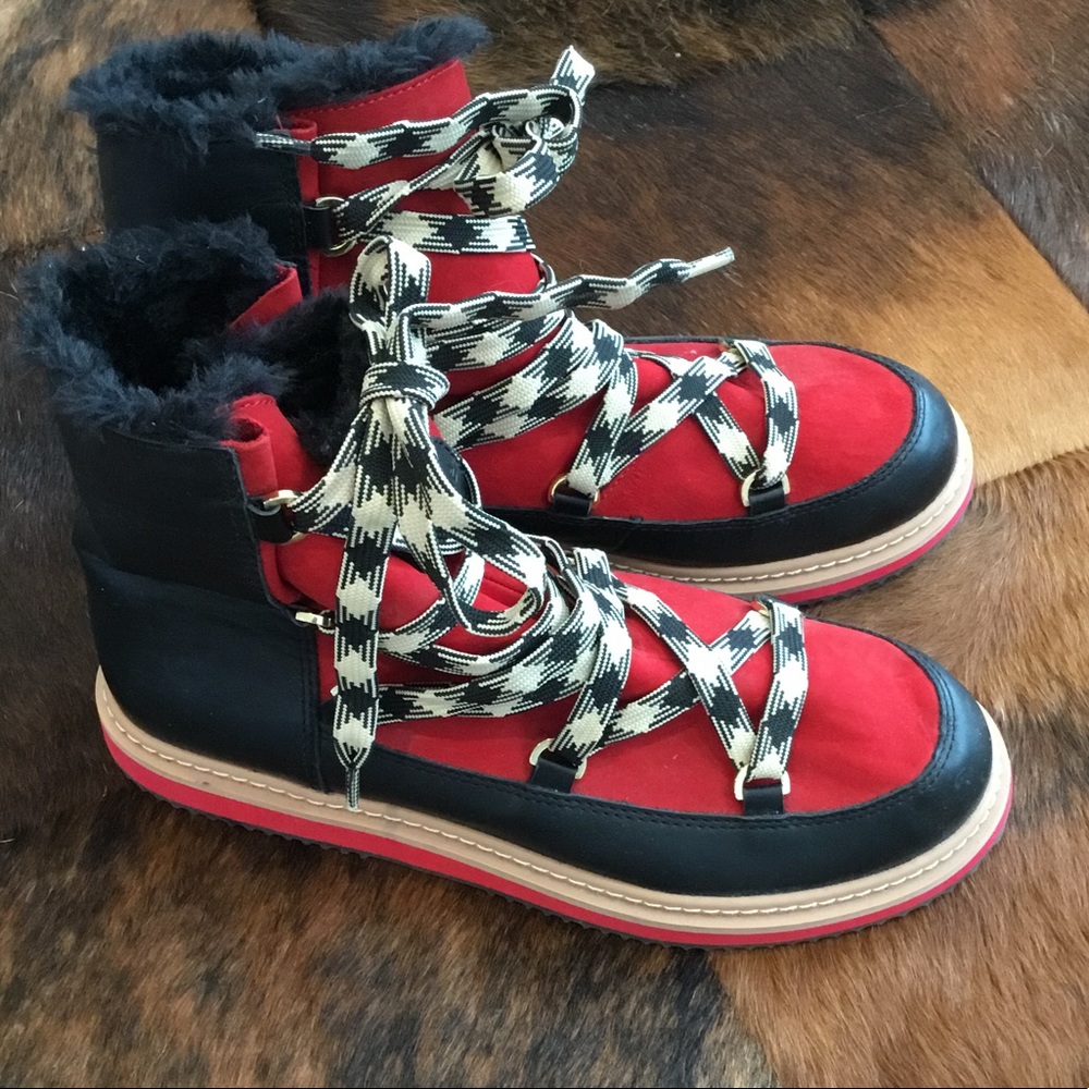 New Kate Spade Faux Fur and Suede Hiking Boots